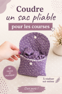 Sac pliable en tissu coloré pour les courses, cousu main.