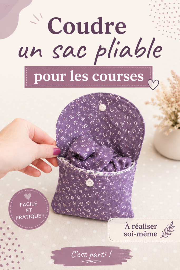 Sac pliable en tissu coloré pour les courses, cousu main.