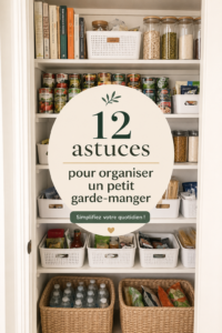 Garde-manger organisé avec des bocaux étiquetés