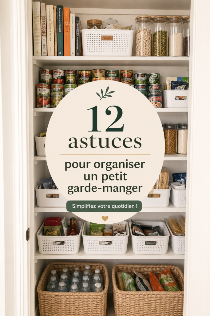 Garde-manger organisé avec des bocaux étiquetés