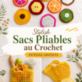 Un sac pliable au crochet dans des tons pastel, parfait pour le shopping.