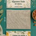 Sac à vrac en coton rempli de fruits frais sur une table en bois