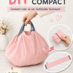 Sac pliable réutilisable fait maison en tissu coloré
