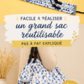 Photo d'un grand sac réutilisable en tissu coloré, idéal pour les courses.