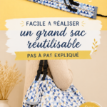 Photo d'un grand sac réutilisable en tissu coloré, idéal pour les courses.