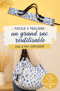 Photo d'un grand sac réutilisable en tissu coloré, idéal pour les courses.