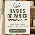 Une image d'un garde-manger bien organisé avec des aliments essentiels et économiques.