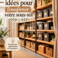 Sous-sol aménagé en espace convivial avec un mobilier chaleureux