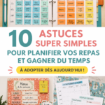 Une femme souriante consultent un carnet de recettes pour la planification des repas