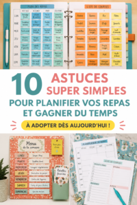 Une femme souriante consultent un carnet de recettes pour la planification des repas
