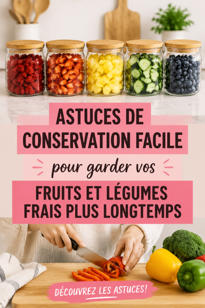Assortiment de fruits et légumes frais sur une table en bois, prêts à être conservés.
