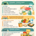 Femme souriante faisant des courses dans un supermarché, choisissant des produits frais.