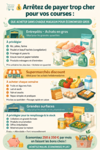 Femme souriante faisant des courses dans un supermarché, choisissant des produits frais.
