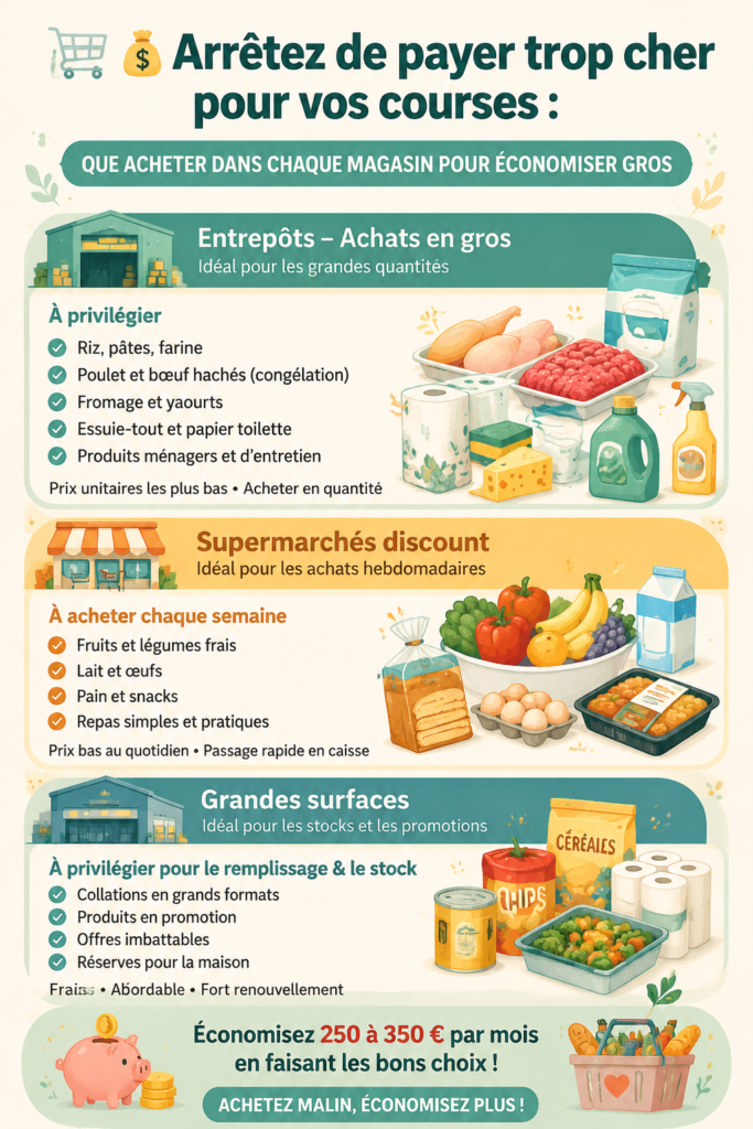 Femme souriante faisant des courses dans un supermarché, choisissant des produits frais.