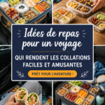 Snack bars et fruits frais prêts pour un road trip en famille.