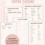 Une cuisine bien organisée avec des imprimables colorés pour l'organisation.
