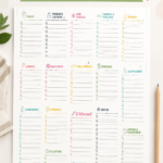 Modèles de listes de courses et de recettes imprimables pour faciliter la planification des repas.
