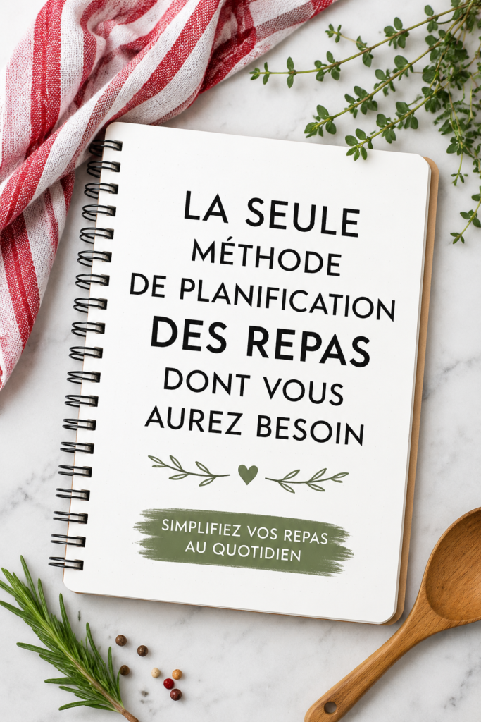 Femme préparant des repas sains en utilisant un planning de menu