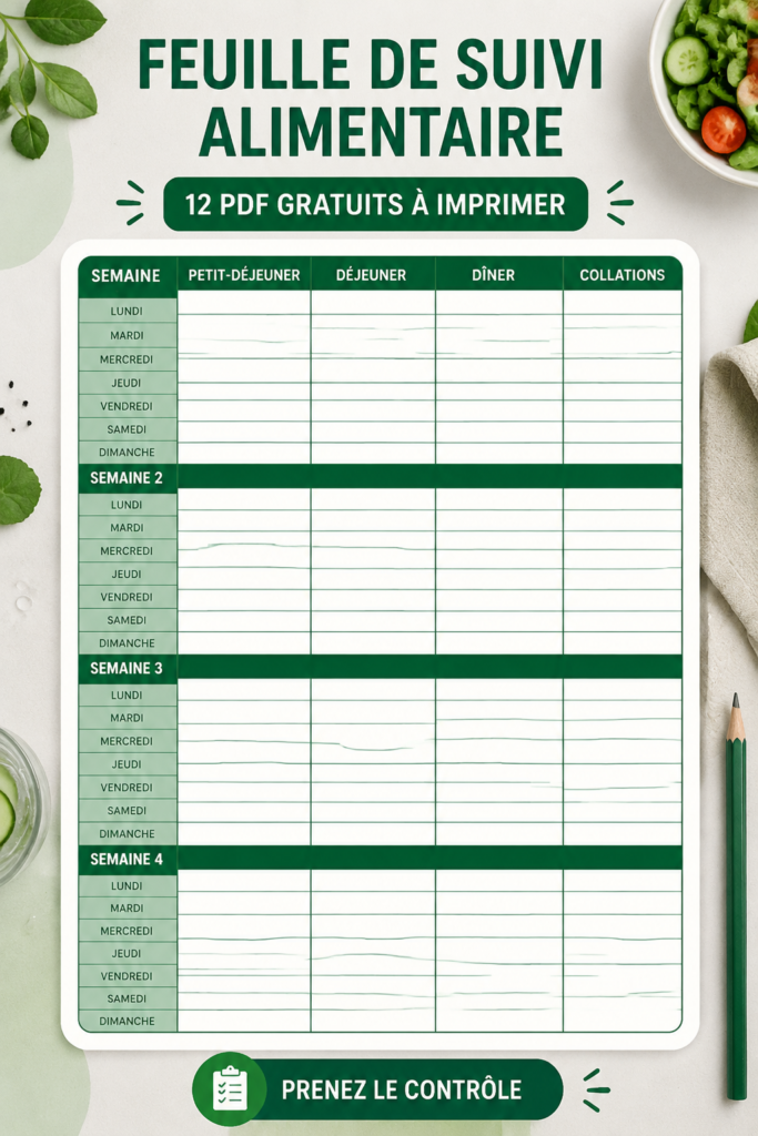 Modèles gratuits de journaux alimentaires à imprimer pour un suivi nutritionnel efficace.