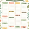 Modèle de liste de courses imprimable sur fond pastel