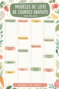 Modèle de liste de courses imprimable sur fond pastel