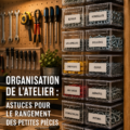 Espace de travail avec outils bien organisés sur un plan de travail