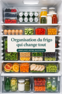 Réfrigérateur bien organisé avec des aliments frais et colorés