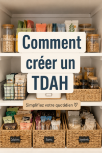 Un garde-manger bien organisé avec des étiquettes et des contenants pratiques pour une cuisine fonctionnelle.