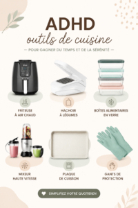 Des utensils de cuisine colorés et pratiques adaptés aux personnes avec TDAH.