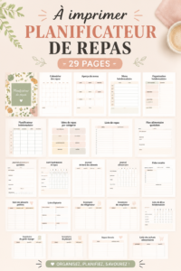 Planificateur de repas à imprimer, pratique et gratuit.