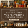 4 bocaux de rangement remplis d'ingrédients dans un garde-manger bien organisé