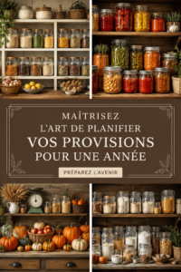 4 bocaux de rangement remplis d'ingrédients dans un garde-manger bien organisé