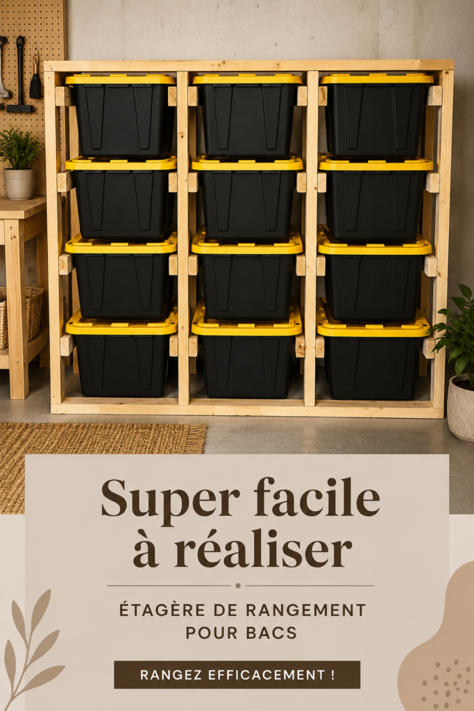 Rangement à sacs DIY en bois avec plusieurs compartiments dans un intérieur moderne.