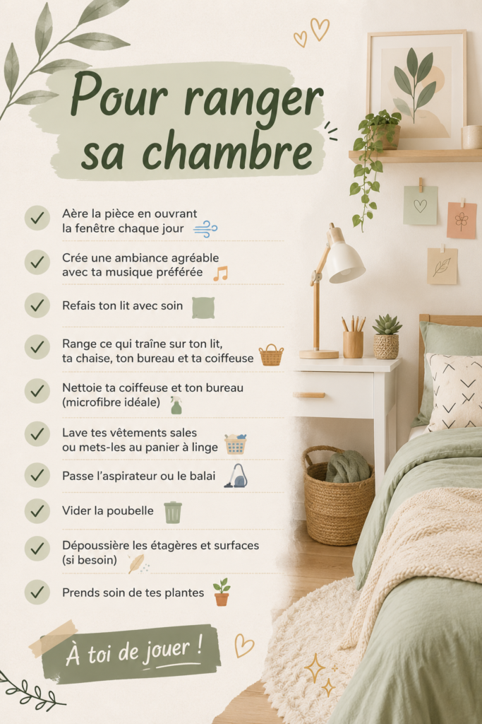 Chambre bien rangée avec des espaces optimisés et décorations harmonieuses.