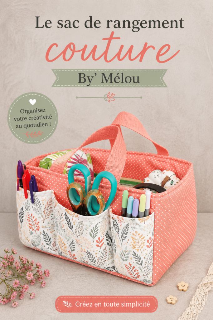 Un sac de rangement couture By' Mélou aux couleurs tendance, pratique pour organiser ses fournitures à coudre