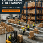 Un camion de transport chargé à l'arrière, prêt pour la livraison, symbolisant les services logistiques efficaces.