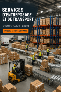 Un camion de transport chargé à l'arrière, prêt pour la livraison, symbolisant les services logistiques efficaces.