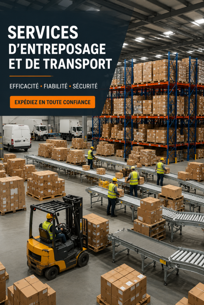 Un camion de transport chargé à l'arrière, prêt pour la livraison, symbolisant les services logistiques efficaces.