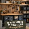 Une pièce bien organisée avec des solutions de rangement pratiques et esthétiques.