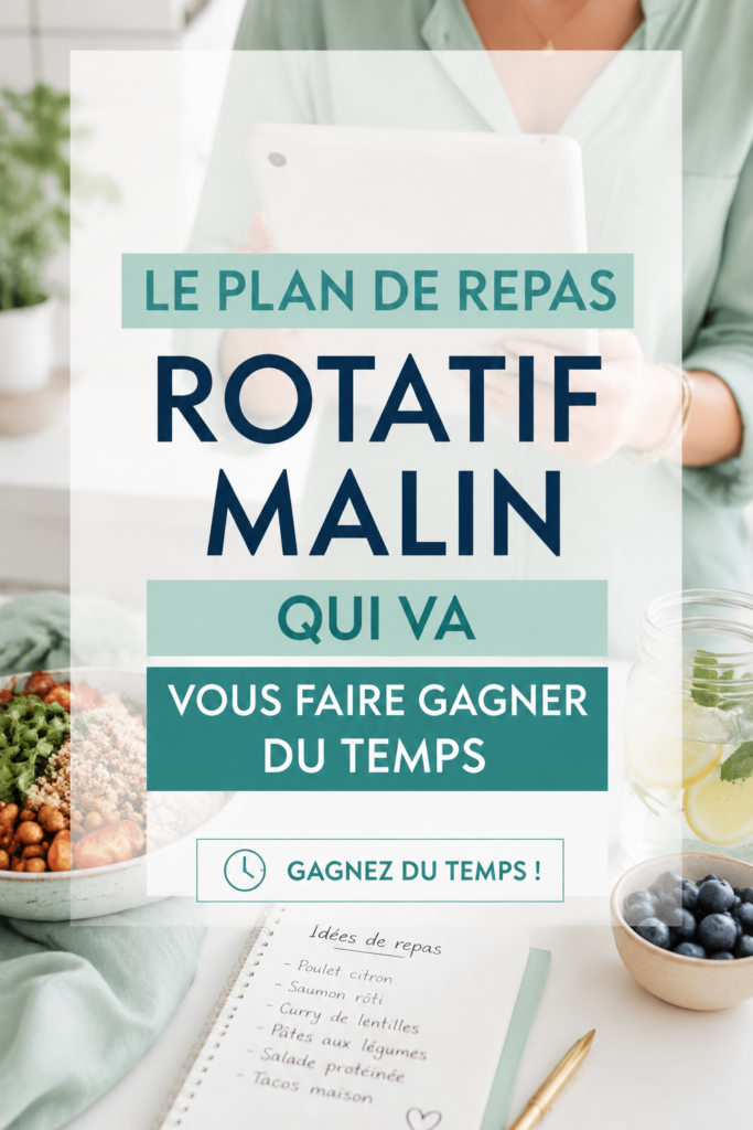 Un tableau de menus coloré affichant une rotation organisée de repas pour la semaine.
