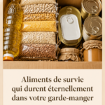 Image d'une sélection d'aliments de survie avec longue durée de conservation