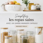 Vue d'un garde-manger organisé avec des ingrédients essentiels pour une cuisine pratique.