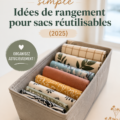 Organisateurs de sacs réutilisables suspendus dans une cuisine moderne