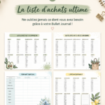 Un Bullet Journal ouvert avec une liste de courses bien organisée sur une page