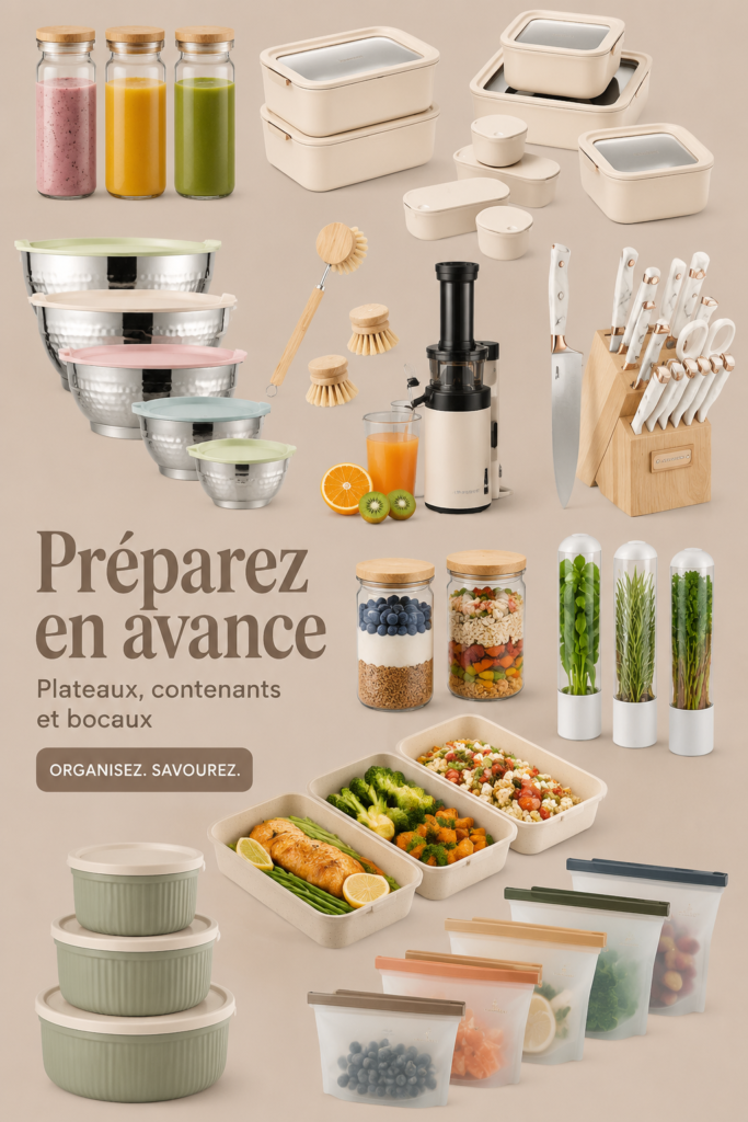 Des bocaux et plateaux colorés pour organisation des repas
