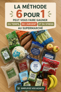 Femme faisant ses courses au supermarché avec une méthode pratique pour économiser.
