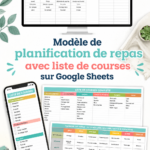 Modèle gratuit de planification des repas sur Google Sheets avec un design chaleureux.