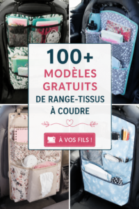 Modèles de rangement pour tissus à coudre, avec plusieurs exemples colorés.