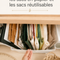 Photo de sacs en papier et réutilisables bien organisés dans une cuisine
