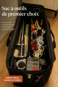 Un espace de travail bien organisé avec des outils de rangement